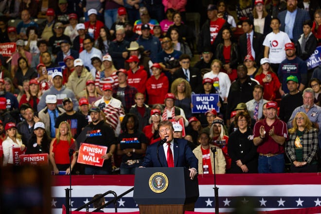 President Donald Trump held a rally Monday, Feb. 11, 2019, at the El Paso County Coliseum. Trump spoke at length about finishing the wall. His visit came days after his State of the Union speech, which angered many El Pasoans and prompted a protest near the coliseum. Beto O'Rourke held a competing rally across the street from Trump's rally.