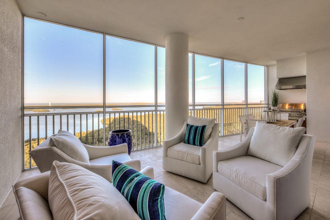 Seaglass tower residences offer views of Estero Bay and the Gulf of Mexico .