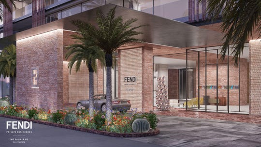 Exterior rendering of the Fendi Private Residences planned for the Palmeraie development.