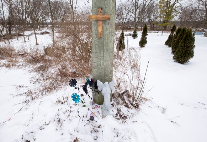 The residents who found the body of Kevin Anderson Jr. Sunday Morning have set up a memorial on their property along Keewahdin Road in Fort Gratiot, near the ditch where he was found.