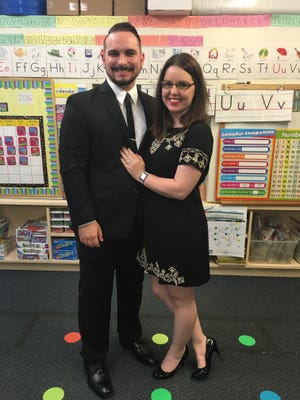 Kyle proposed to Kathryn in the elementary school room where they first met as kids.
