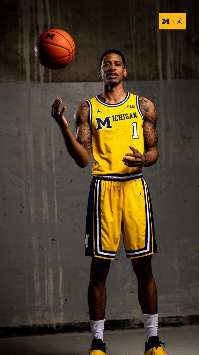 yellow michigan basketball jersey