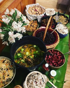 This Filipino inspired menu, with Wisconsin ingredients, was hosted by Leslie Damaso (Buttonhill Studios) and Eve Studnicka (Dinner at the Grotto) in Mineral Point this past January.