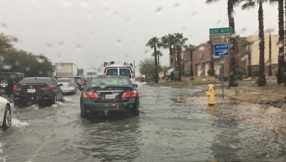 Palm Springsarea rain brings flooding A list of closed roads