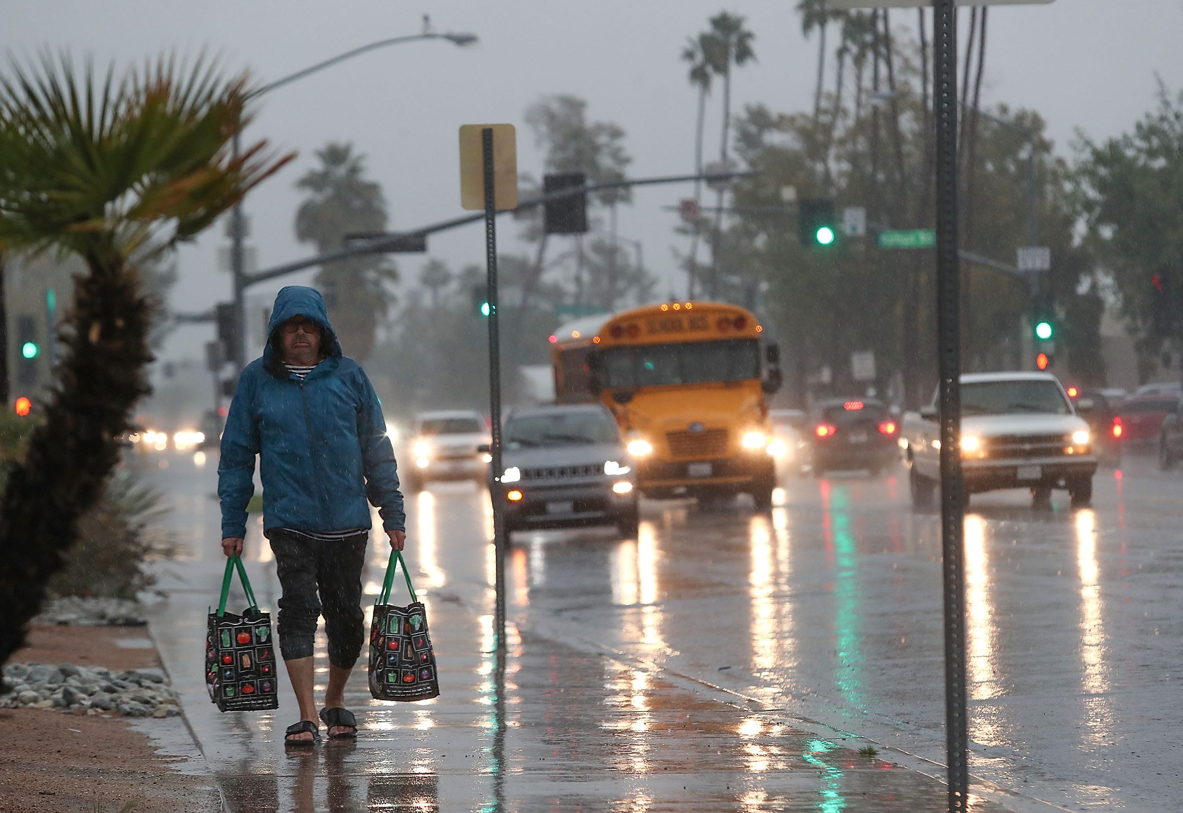 Palm Springs area experiences one of 3 wettest days; heavy rain brings