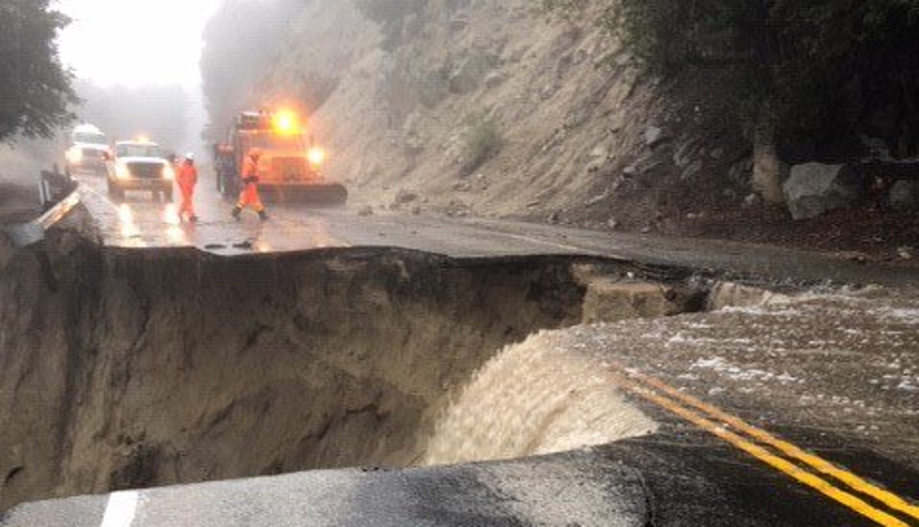 A Sinkhole Opened On Highway 243 Near Idyllwild California