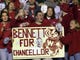 Coach Dick Bennett has some supporter that want him to be next Chancellor as seen in the midnight madness at Camp Randall Stadium.