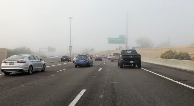 Early-morning fog in Phoenix on Feb. 15, 2019, on State Route 51.