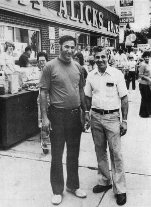 Joe and Sam Alick in front of their store in 1978