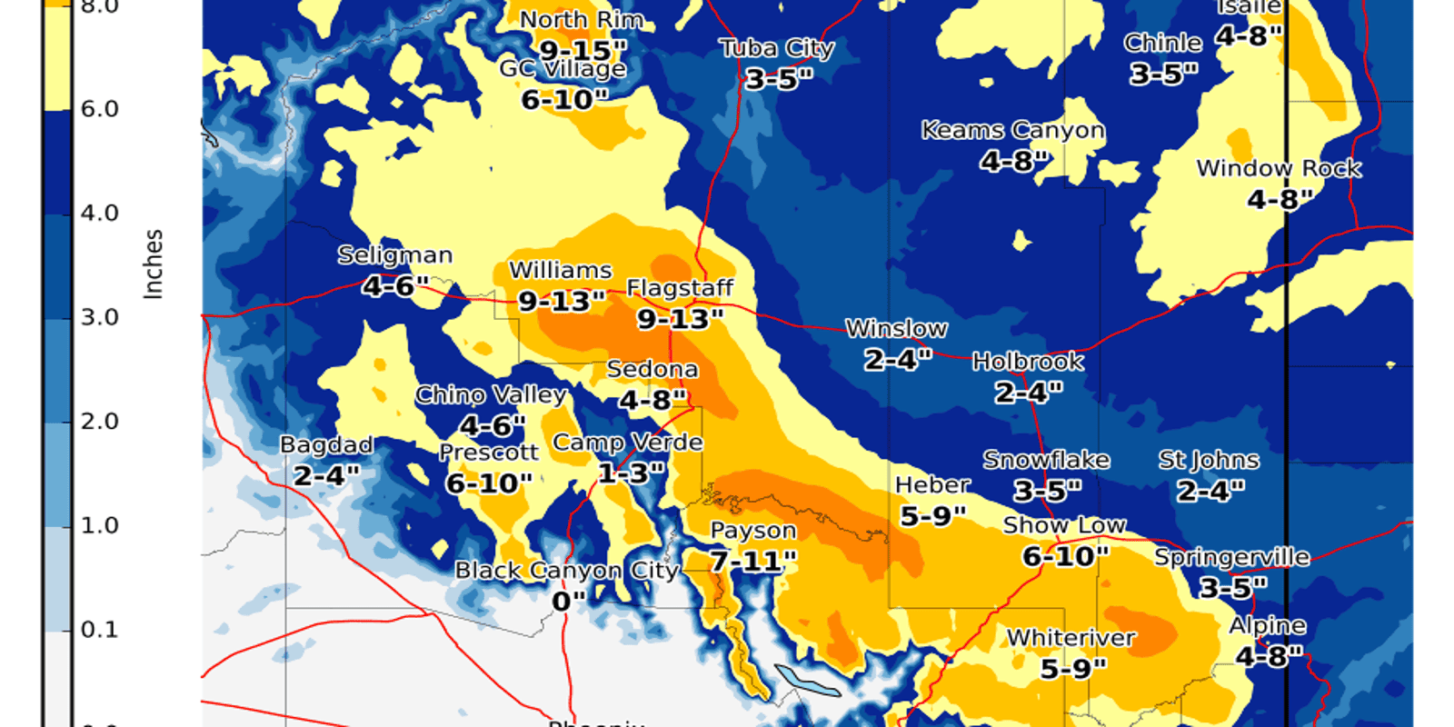 NWS Expect heavy snow in northern Arizona Sunday evening