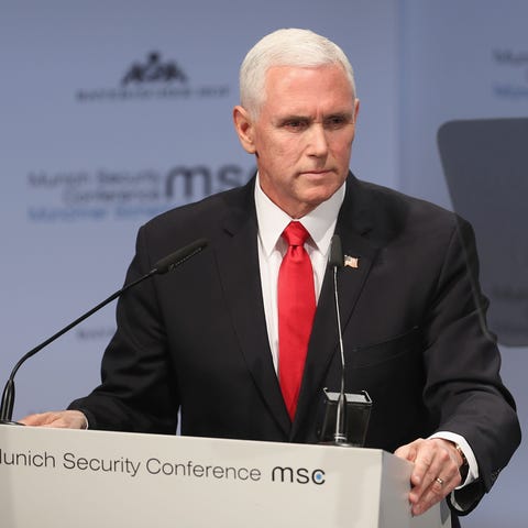 Vice President Michael Pence gives a speech...