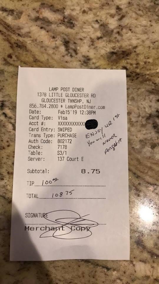 Pregnant Waitress At Lamp Post Diner Gets 100 Tip From Voorhees Nj Cop Pregnant Waitress At Lamp Post Diner, Lamp Post Diner Waitress