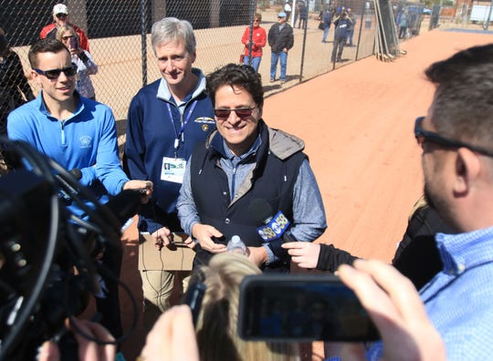 Brewers' senior owner, Mark Attanasio, addressed the media on Tuesday during his first visit to the team's renewed spring training center.
