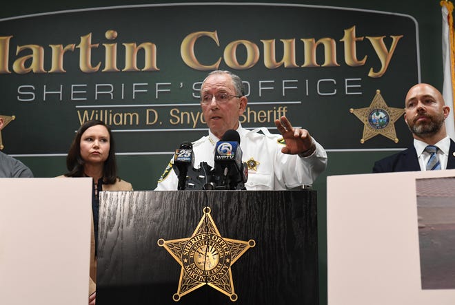 Martin County Sheriff William Snyder held a news conference Tuesday, Feb. 19, 2019, at the Martin County Sheriff’s Office to discuss an eight-month multi-agency case investigation involving human trafficking and prostitution.