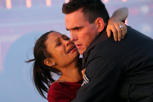 Thandie Newton and Matt Dillon meet for the second time in a moving scene of "Crash".