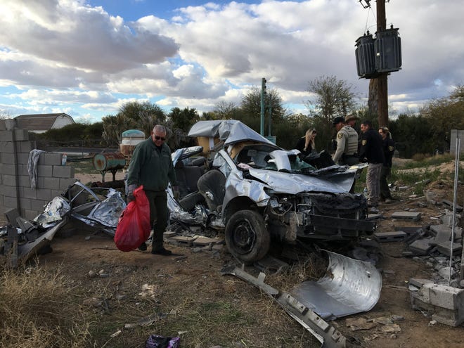 The vehicle crashed near Schnepf and Ocotillo roads on Feb. 19, 2019.