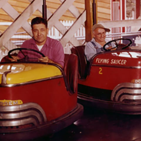 Late 1940s-era Dodgems cars at Knoebels. Members...