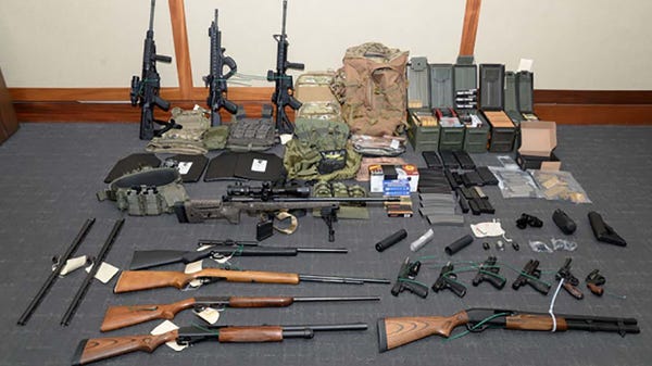 Weapons seized at the Silver Spring, Maryland,...