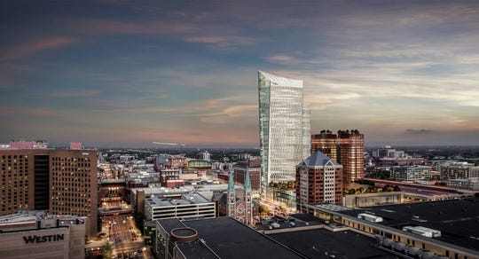 A rendering of the new Signia Hilton hotel planned for downtown Indy.
