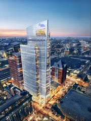 A rendering of the new Signia Hilton hotel planned for downtown Indy.