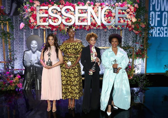 Regina Hall winners KiKi Layne, Amandla Stenberg and Jenifer Lewis attend the 2019 Essence Black Women in Hollywood Awards dinner at the Regent Beverly Wilshire Hotel on February 21, 2019 in Los Angeles, California.