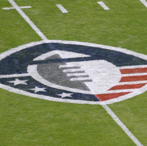 The AAF logo on the 25-yard line before the game...
