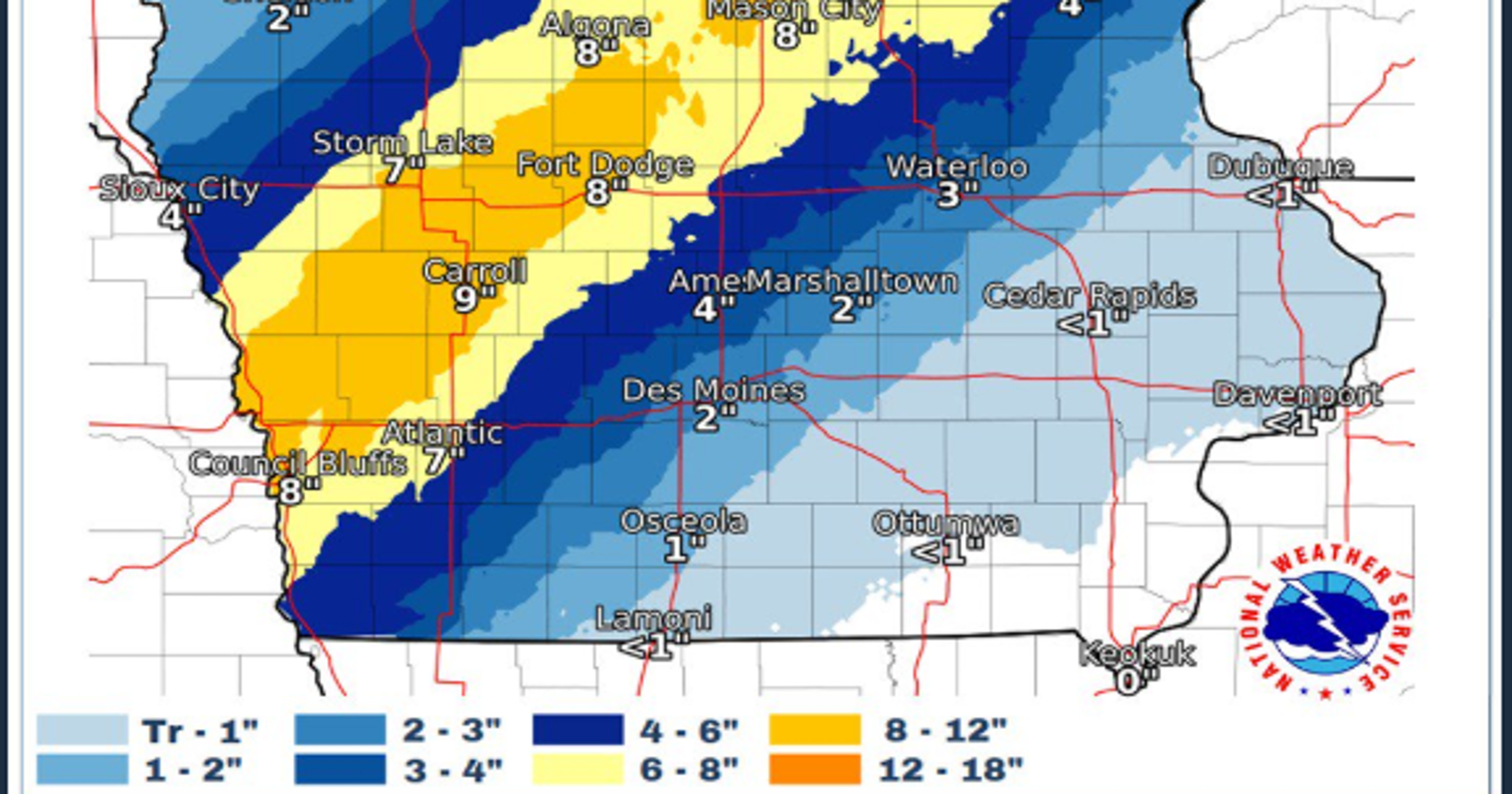 Iowa weather Heavy snowfall followed by 40 mph winds will make Sunday