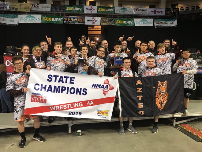 Aztec won the 4A state wrestling championship Saturday at the Santa Ana Star Center in Rio Rancho. Aztec's won back-to-back state titles.