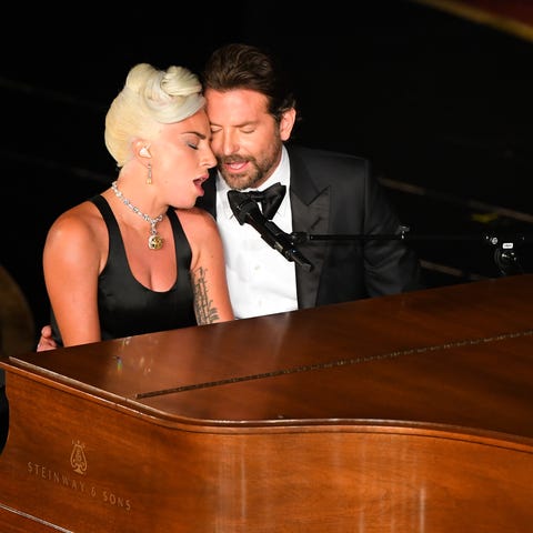 Lady Gaga and Bradley Cooper during the 91st...