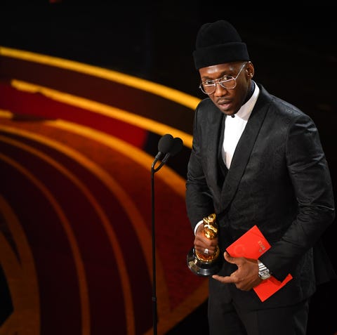 Mahershala Ali accepts the award for best...