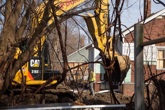 The Chicago-based McDonagh Demolition was ordered to excavate a demolition site in the 13000 block of Maiden St. on Detroit's east side on Friday, Feb. 22, 2019. The order came after it was discovered the company filled several demolition holes across the city before fully removing all of the demolition debris, which is a major violation of the federally-funded program.