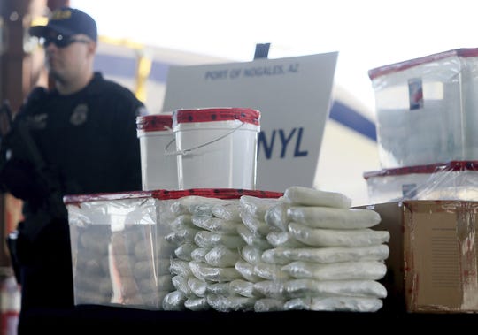 Fentanyl and meth seized by Customs and Border Protection officers is shown at the Nogales Port of Entry at a press conference in Nogales, Arizona.