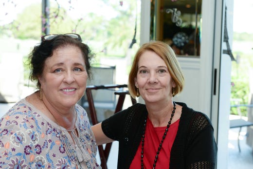 Illona Christie, left, and Heather Furnari at the St. Lucie West Garden Club luncheon and fashion show.