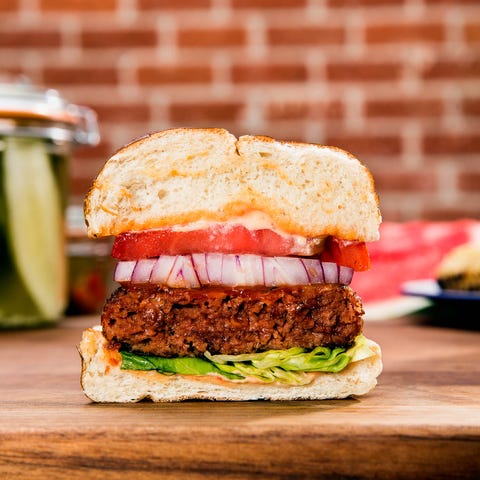 A burger from Beyond Meat, a plant-based food...