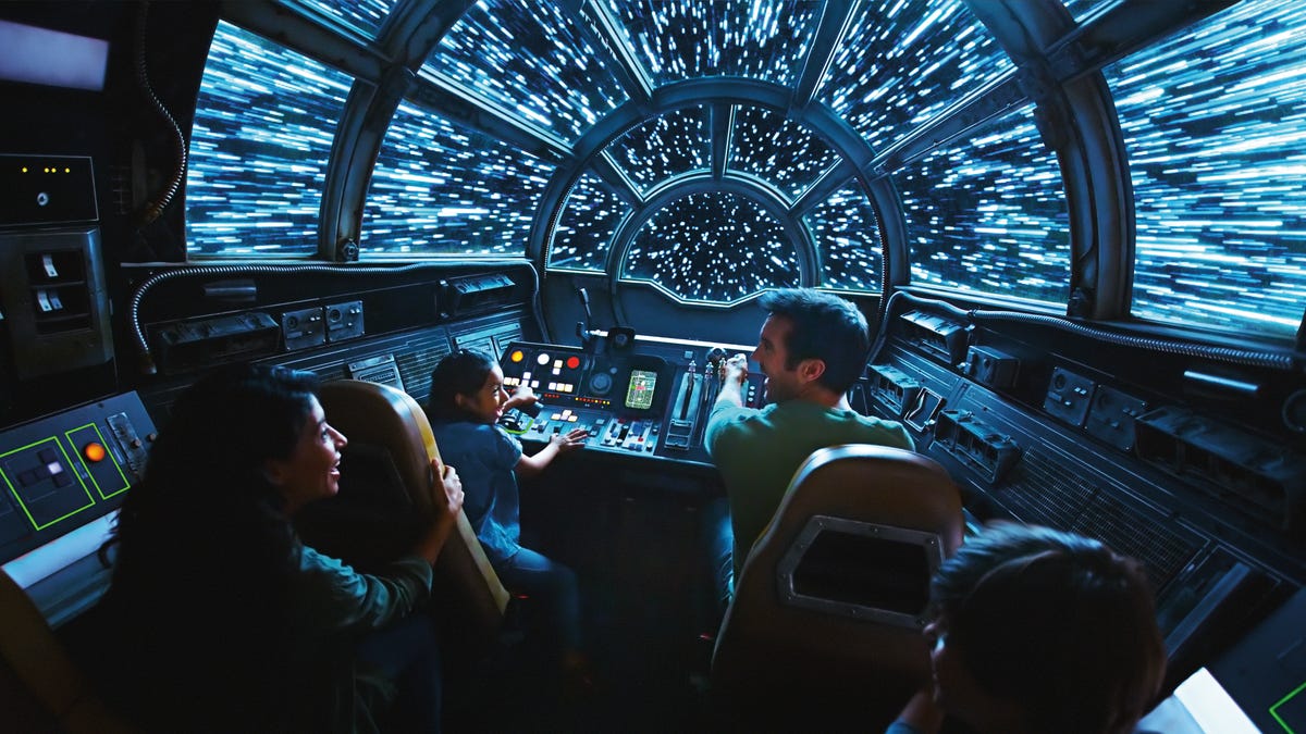 Inside Millennium Falcon: Smugglers Run, guests will take the controls aboard the fastest ship in the galaxy.