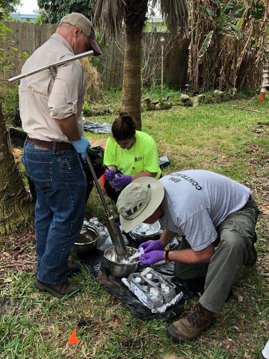 EPA and its contractors dug up samples in the yard of Sandra Sullivan this week in South Patrick Shores, to test for chemicals and metals from military waste buried in her yard decades ago.