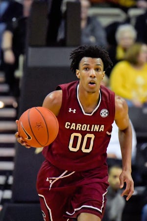 South Carolina announced Thursday that the freshman guard A.J. Lawson has a severe low left ankle sprain and is out “indefinitely” and will miss at least two games.