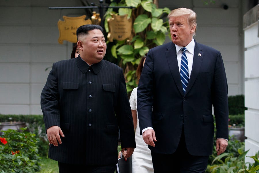 President Donald Trump and North Korean leader Kim Jong Un on Feb. 28, 2019, in Hanoi, Vietnam.
