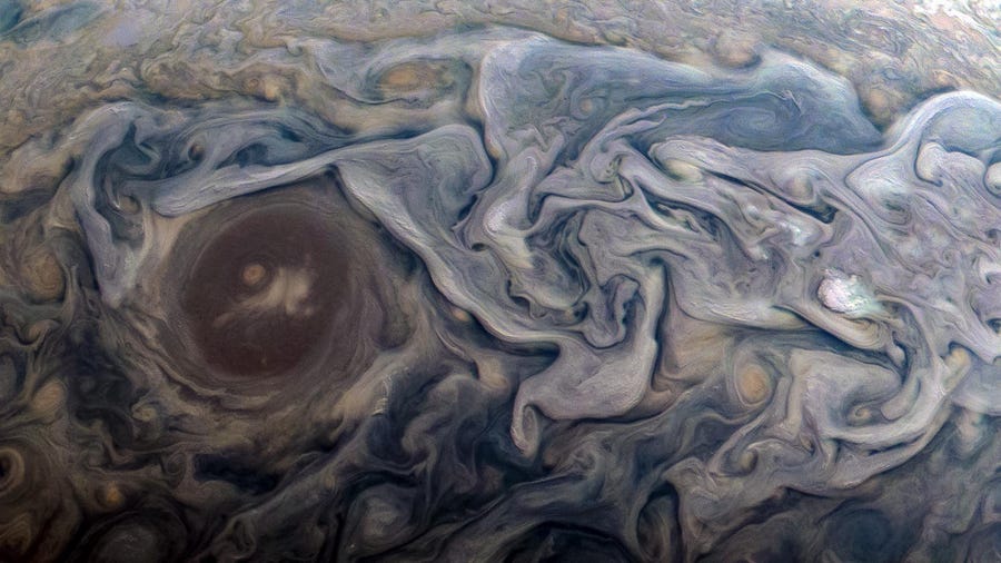 NASA's Juno spacecraft captured this image of Jupiter at 12:20 p.m. EST on Feb. 12.
