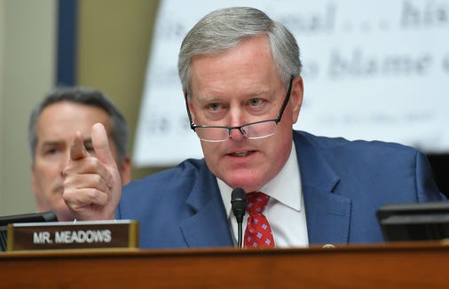 Rep. Mark Meadows, CR-CN, speaks as Michael Cohen, former personal attorney for President Donald Trump, testifies before the House of Representatives' House of Representatives Committee on the Rayburn House building in Capitol Hill, Washington, February 27, 2019.