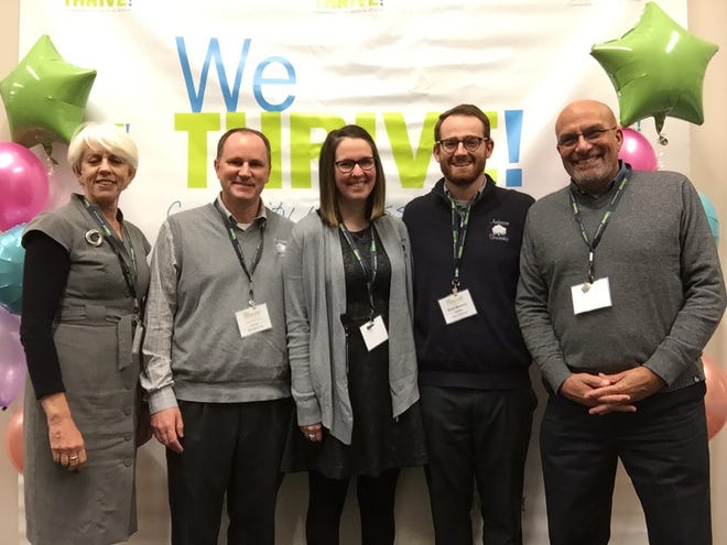 Hamilton County Public Health honored Anderson Township for its fourth year as a WeTHRIVE! community. WeTHRIVE! team members, from left: Dee Stone, Paul Drury, Brad Bowers, Sarah Donovan, and Tom Caruso (a WeTHRIVE! 2018 Community Champion).