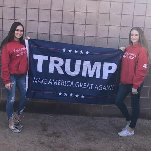 Two students take a picture for Perry High...