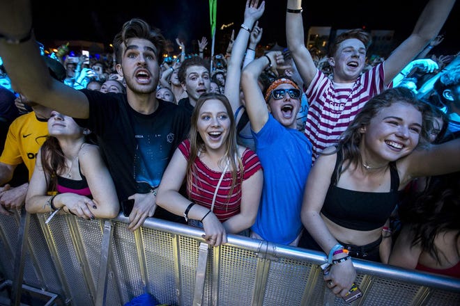 Fans watch Odesza perform during McDowell Mountain Music Festival on Friday, March 1, 2019, at Margaret T. Hance Park in Phoenix.