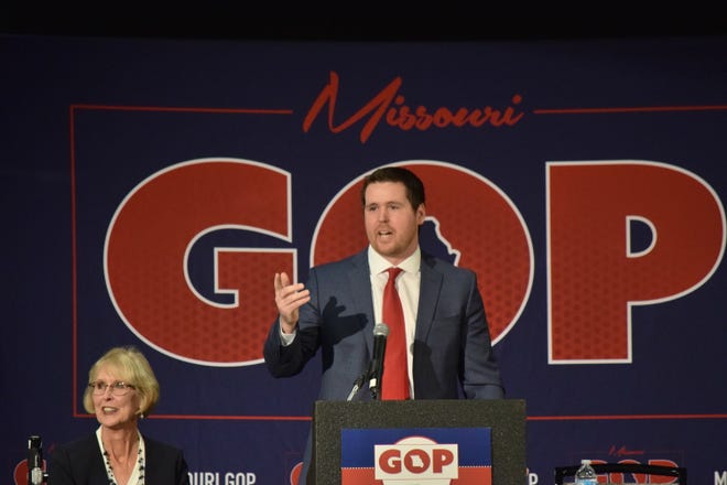 Missouri Treasurer Scott Fitzpatrick speaks at the Missouri Republican Party's Lincoln Days on March 2, 2019 in Maryland Heights. Fitzpatrick and Rep. David Gregory, also a Republican, will seek the party's nomination for state auditor in 2022.