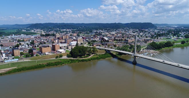 A view of Portsmouth, Ohio, via The Enquirer's drone. Portsmouth sits at the intersection of the Ohio River and the Scioto River. The US Grant Bridge goes between downtown Portsmouth and Greenup, Kentucky.