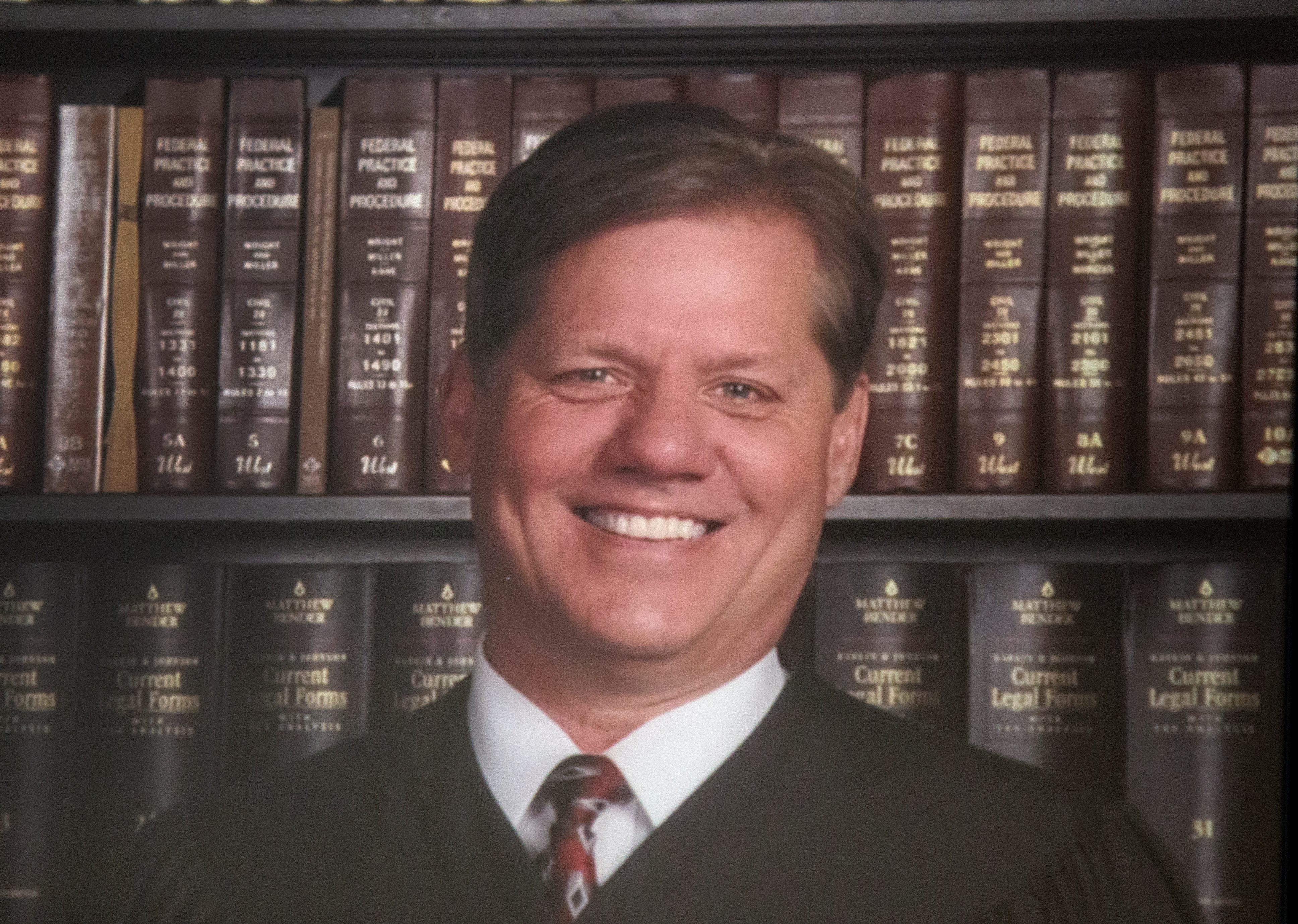 Judge William T. Marshall, now 62, retired from the Scioto County Common Pleas bench in Portsmouth, Ohio in March of 2018. This is part of a larger photograph that hangs in the courthouse of past and present judges.