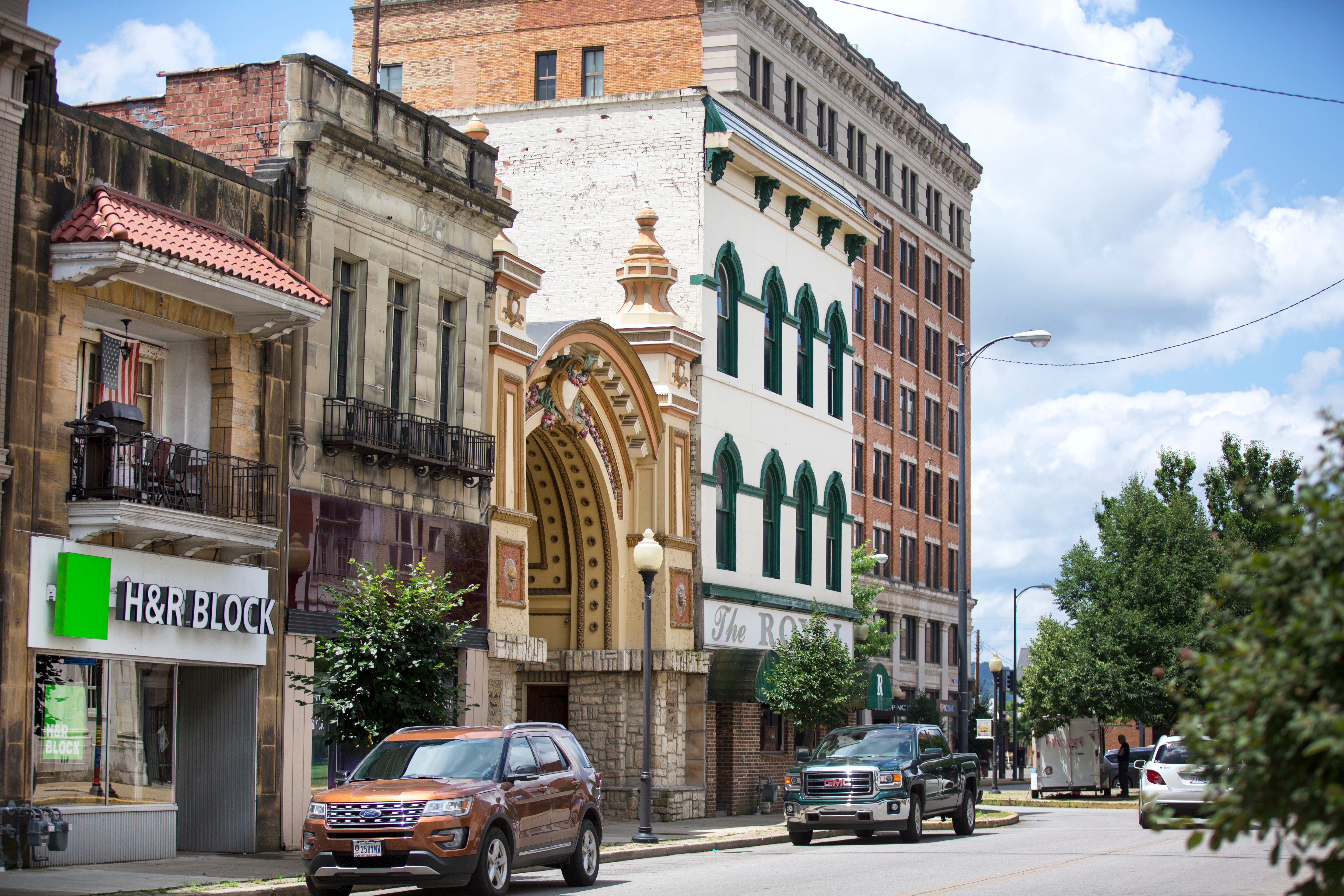 A downtown block in Portsmouth, Ohio. The rural city was founded in 1803 and is located in southern Ohio, along the Ohio River, across from Kentucky. It's the county seat of Scioto County. According census data, Portsmouth population peaked in 1930 with 42,000, but the most recent census has it listed at just above 20,000.