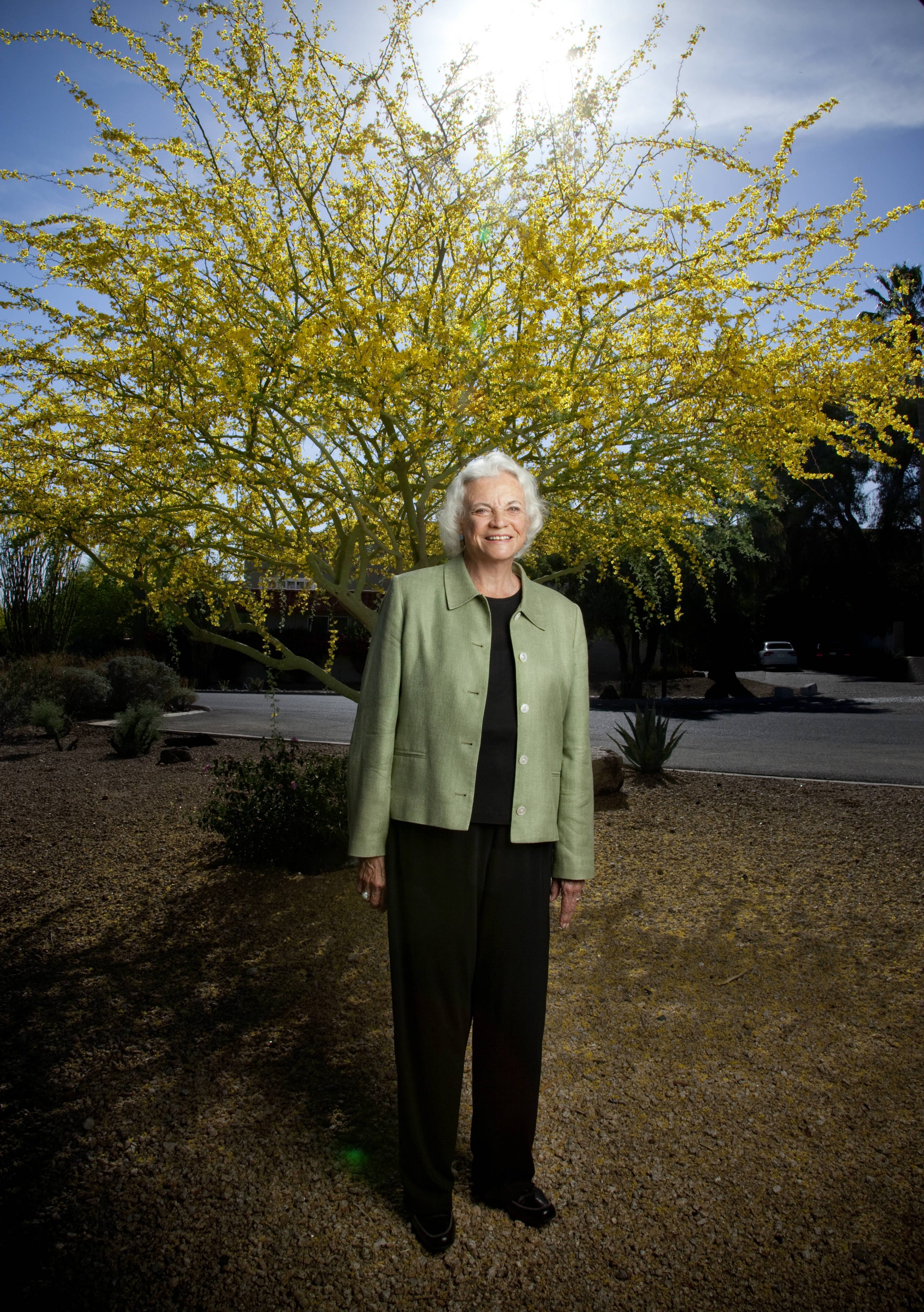 Former United States Supreme Court Associate Justice Sandra Day O'Connor poses for a portrait outside her house in Paradise Valley on May 4, 2009.