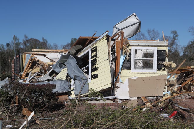 A home on Steeds Run was destroyed after a tornado ripped through the Baum Community in east Tallahassee Sunday, March 3, 2019.