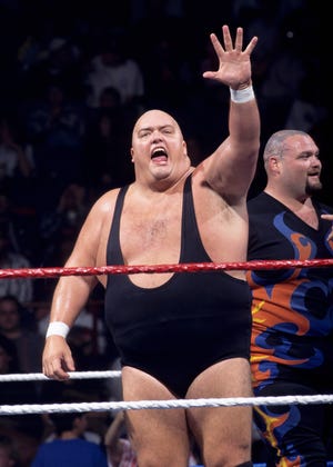 This image provided by the WWE shows professional wrestler King Kong Bundy. Promoter and longtime friend David Herro says Bundy, whose real name was Christopher Pallies, died on Monday, March 4, 2019. The 6-foot-4, 458-pound wrestler made his World Wrestling Federation debut in 1981 and was best known for facing Hulk Hogan in 1986 in a steel cage match at WrestleMania 2.
